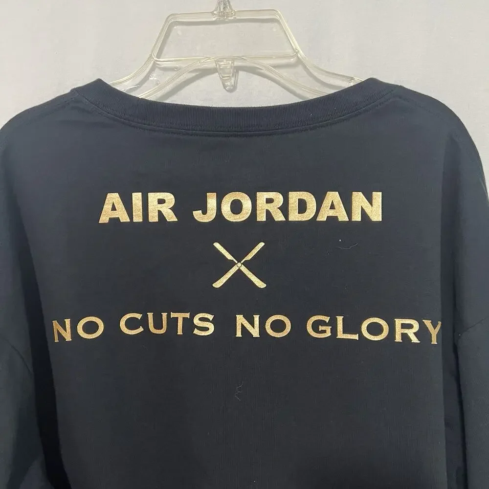 Air Jordan UNITE Tee Shirt - No Cuts No Glory - Long Sleeve Black Size Large